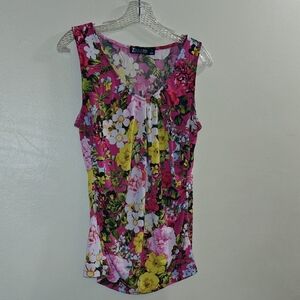 Floral Sleeveless Top - Pink and Yellow